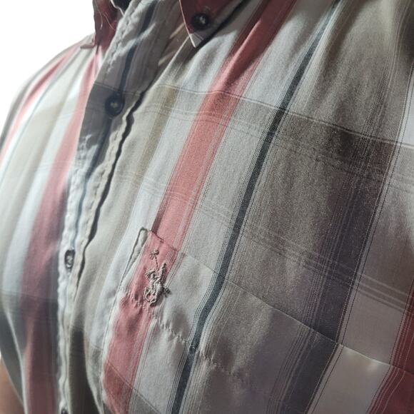 Vintage 60s Knights Sportswear Plaid Button Down Shirt Men’s Large Cowboy Retro - Picture 3 of 9